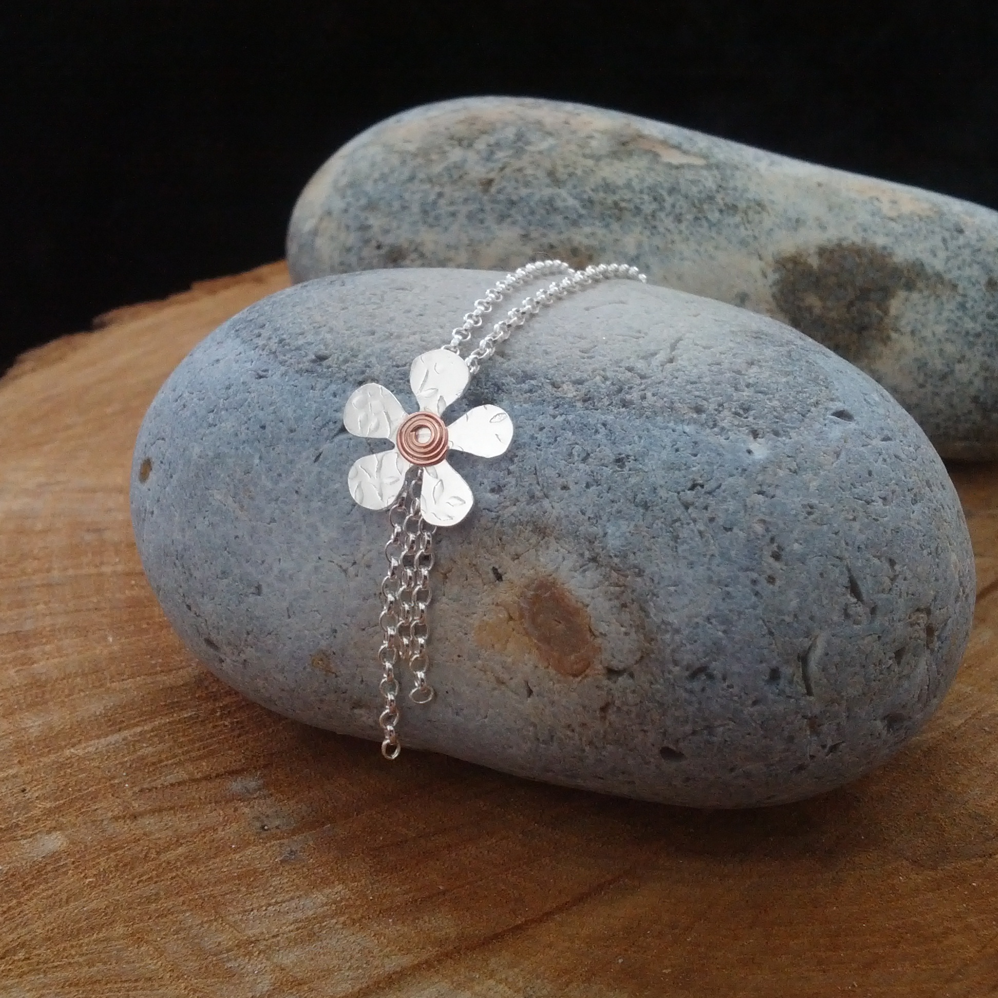 Silver and copper flower necklace